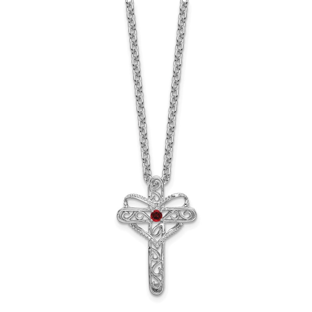 14K Weißgold Mutterkreuz-Anhänger mit synthetischem Stein