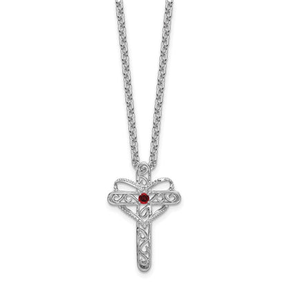 14K Weißgold Mutterkreuz-Anhänger mit synthetischem Stein