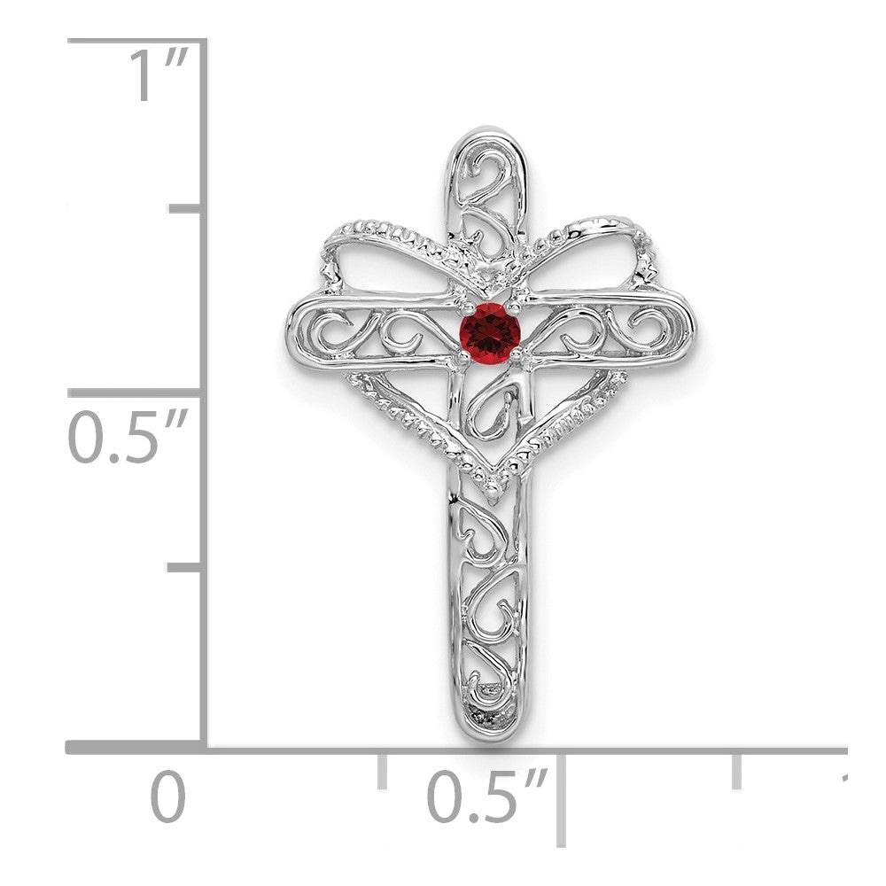 14K Weißgold Mutterkreuz-Anhänger mit synthetischem Stein