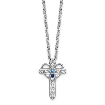 14K Weißgold Kreuz-Anhänger mit synthetischem Muttergeburtsstein