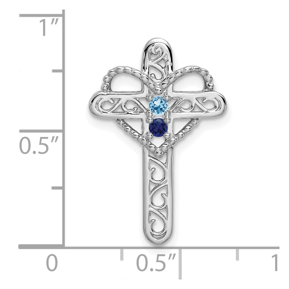 14K Weißgold Kreuz-Anhänger mit synthetischem Muttergeburtsstein