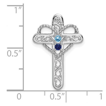 14K Weißgold Kreuz-Anhänger mit synthetischem Muttergeburtsstein