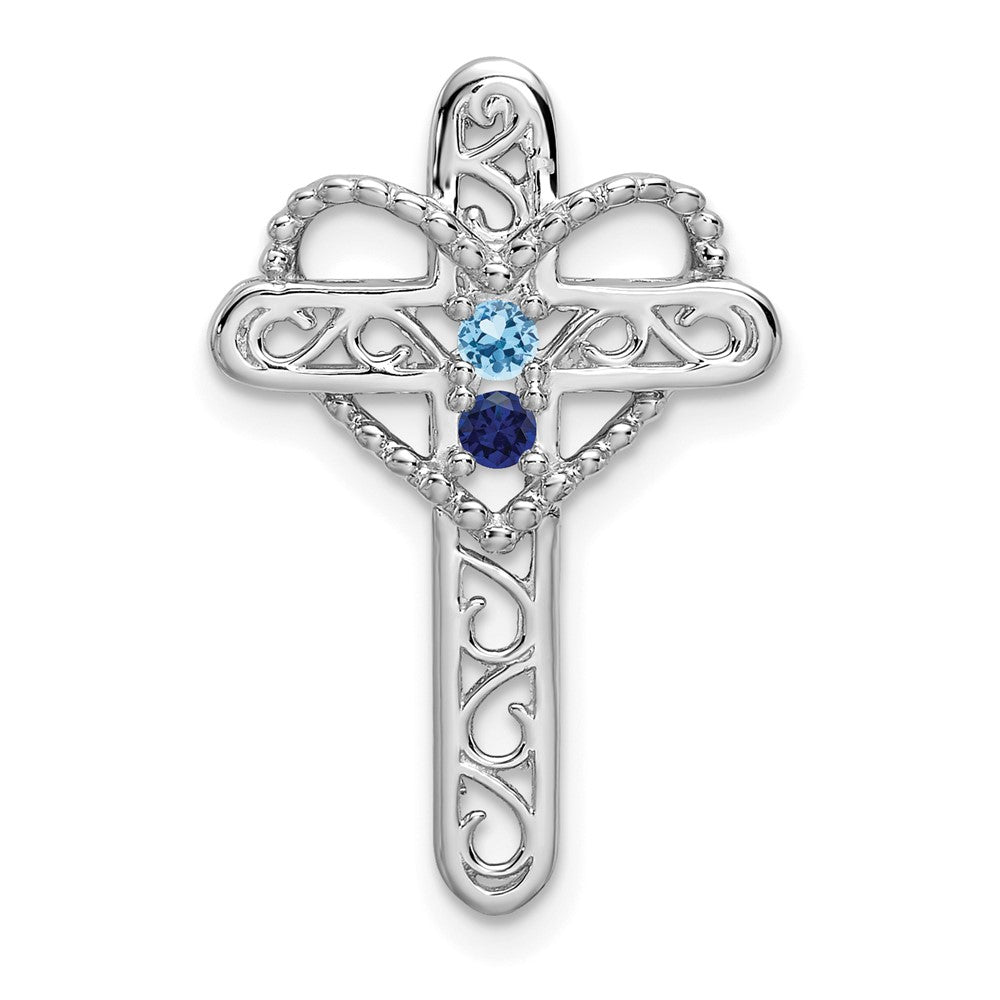 14K Weißgold Kreuz-Anhänger mit synthetischem Muttergeburtsstein
