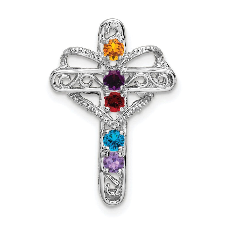 14K Weißgold Kreuz-Anhänger mit synthetischem Muttergeburtsstein