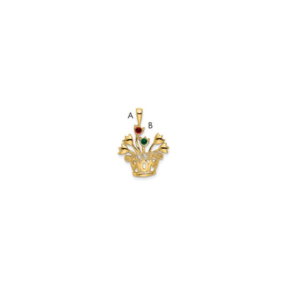 14K Gelbgold Diamant-Anhänger für Mütter mit echten Diamanten