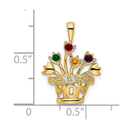 14K Gold Anhänger mit echten AA-Diamanten für Mütter