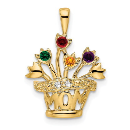 14K Gold Anhänger mit echten AA-Diamanten für Mütter