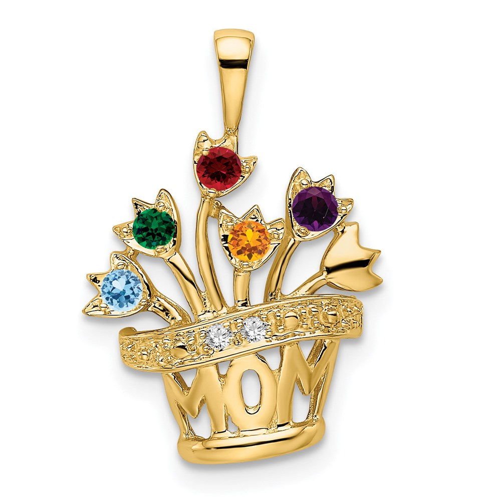 14K Echter Natürlicher Diamant-Mutteranhänger