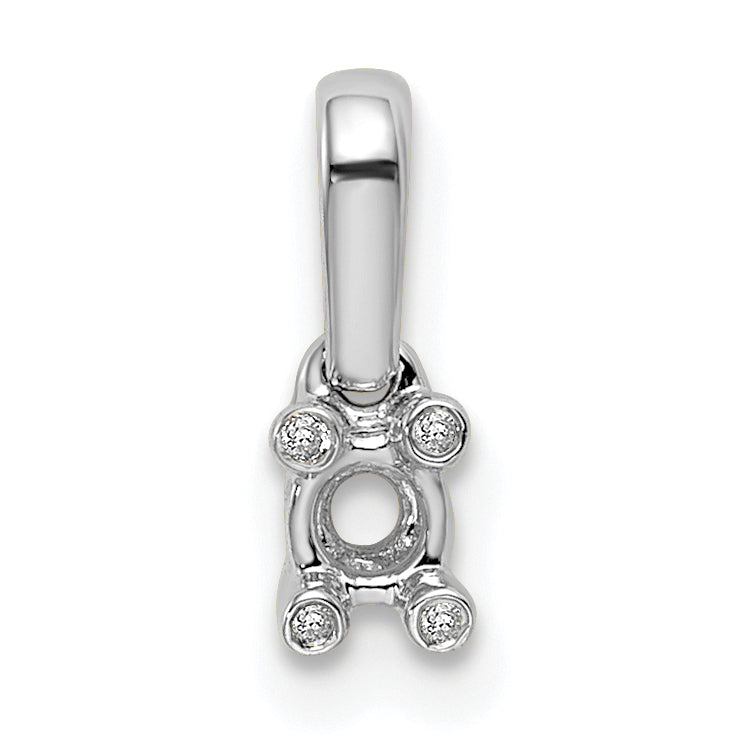 14K Weißgold Familie Schmuck Diamant Halb-set Anhänger