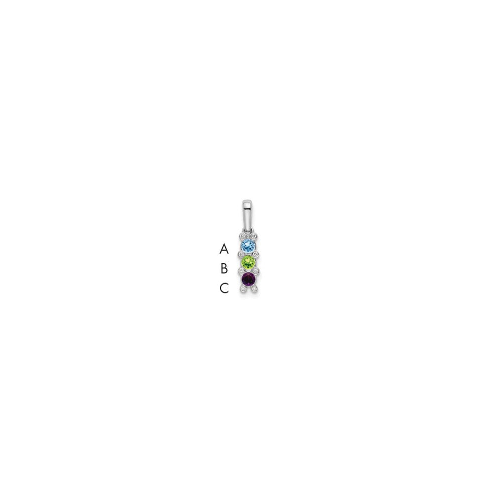 14K Weißgold Familie Schmuck Echt Stein & Diamant Set Anhänger