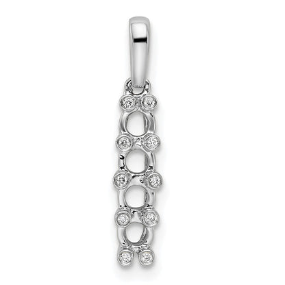 14K Weißgold Familie Schmuck Echt Stein & Diamant Set Anhänger