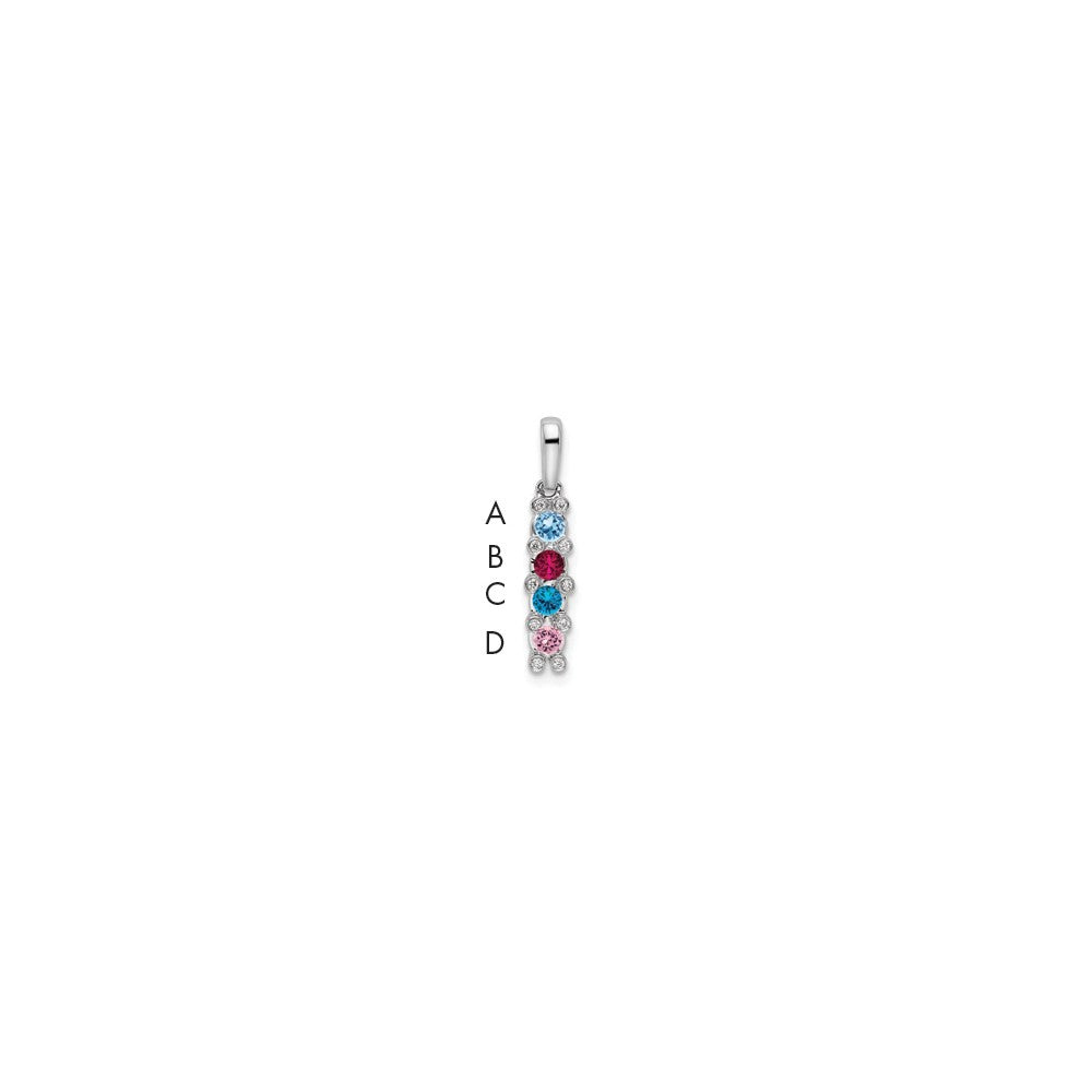 14K Weißgold Familie Schmuck Echt Stein & Diamant Set Anhänger