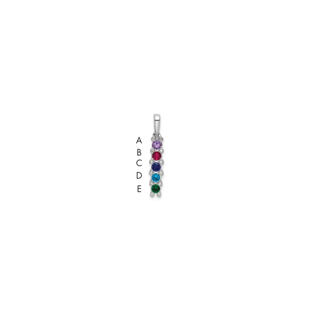 14K Weißgold Familie Schmuck Echt Stein & Diamant Set Anhänger