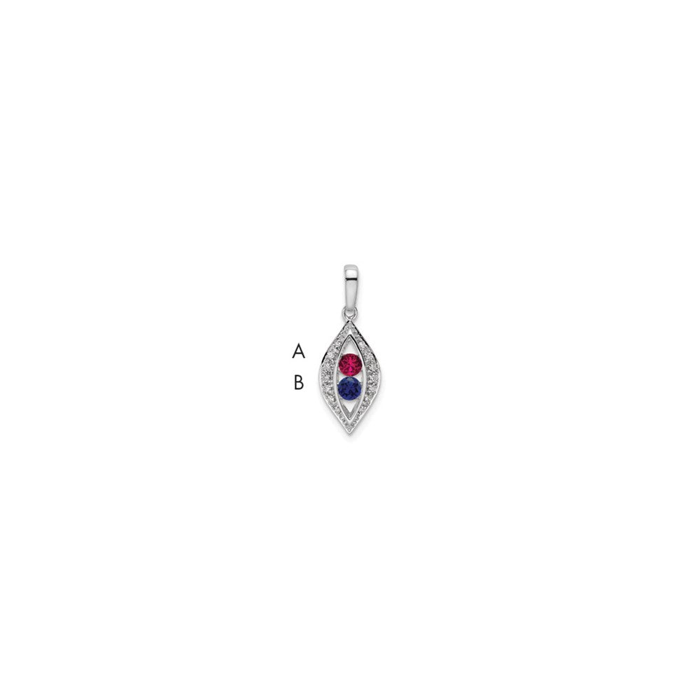 14K Weißgold Familie Schmuck Echt Stein & Diamant Set Anhänger