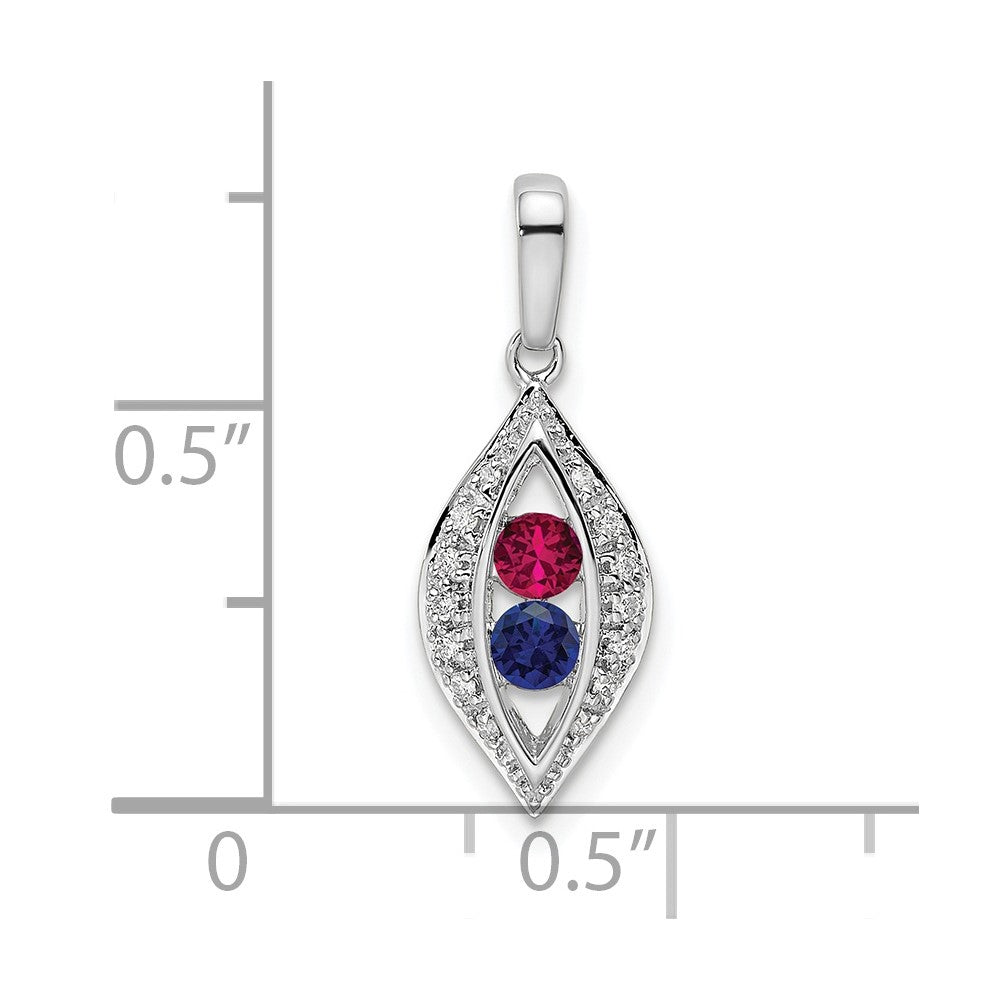 14K Weißgold Familie Schmuck Echt Stein & Diamant Set Anhänger