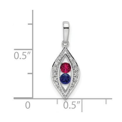 14K Weißgold Familie Schmuck Echt Stein & Diamant Set Anhänger