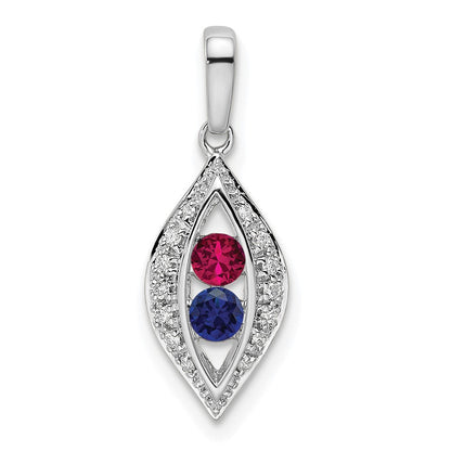 14K Weißgold Familie Schmuck Echt Stein & Diamant Set Anhänger
