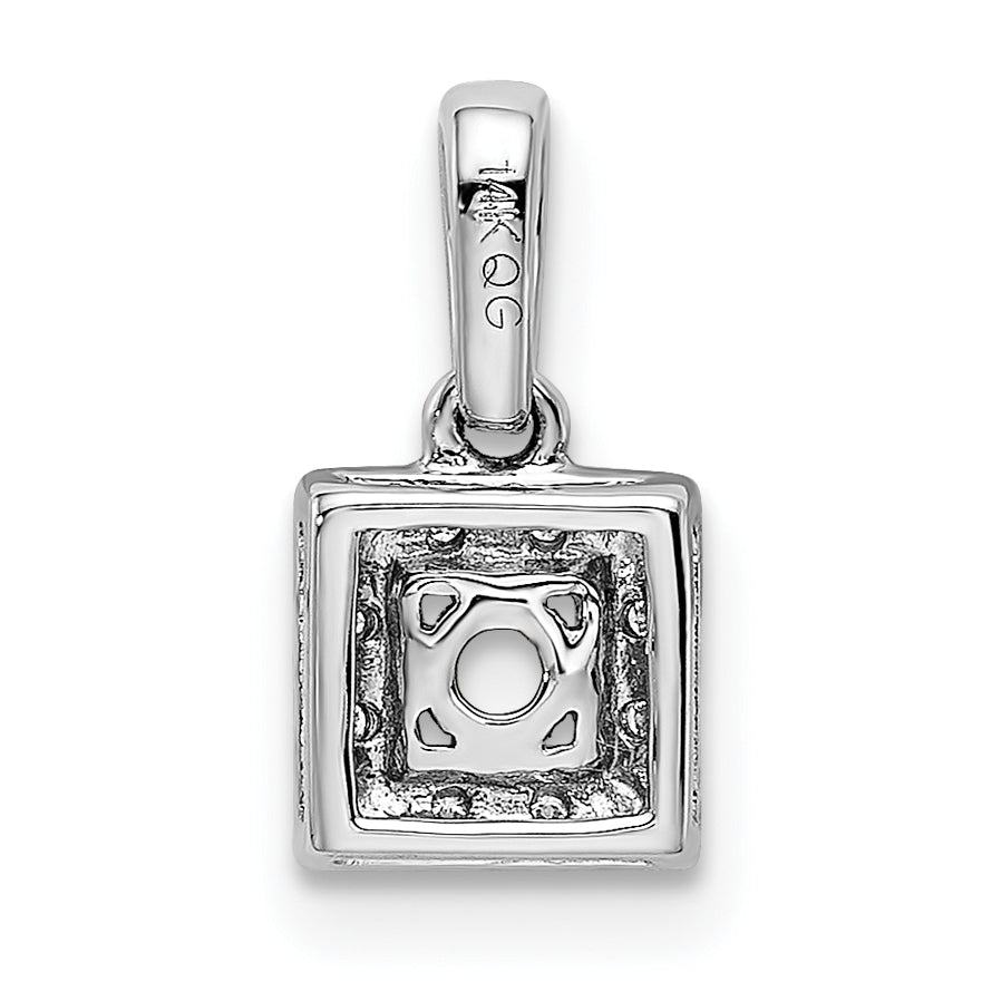 14K Weißgold Familie Schmuck Diamant Halb-set Anhänger