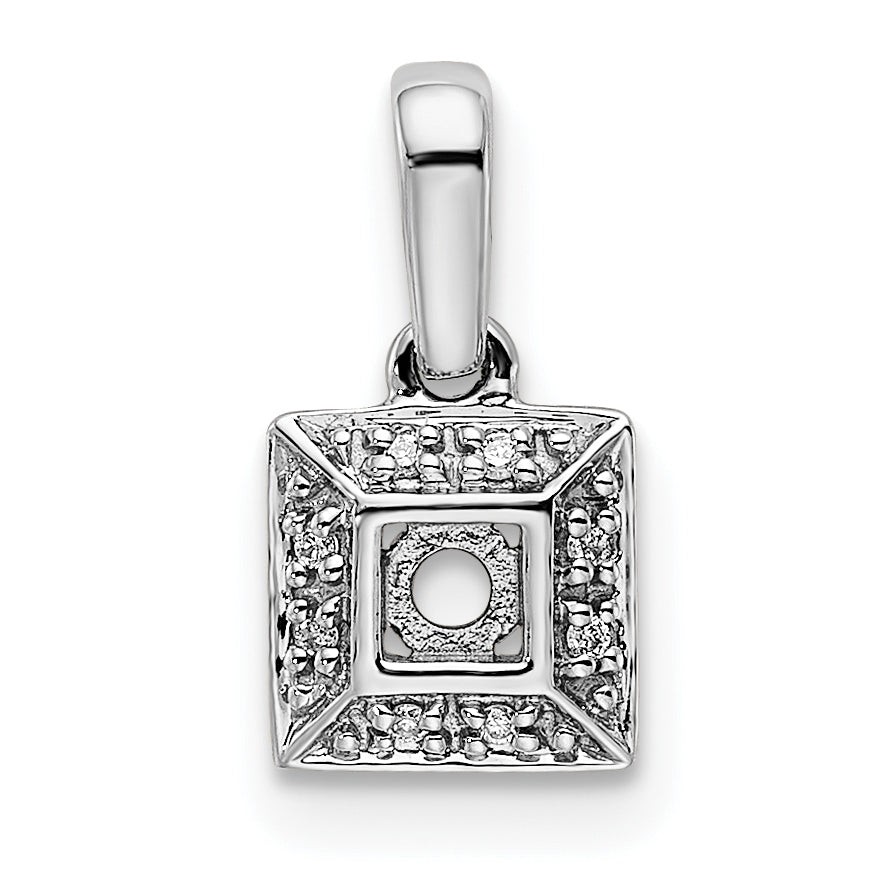 14K Weißgold Familie Schmuck Diamant Halb-set Anhänger