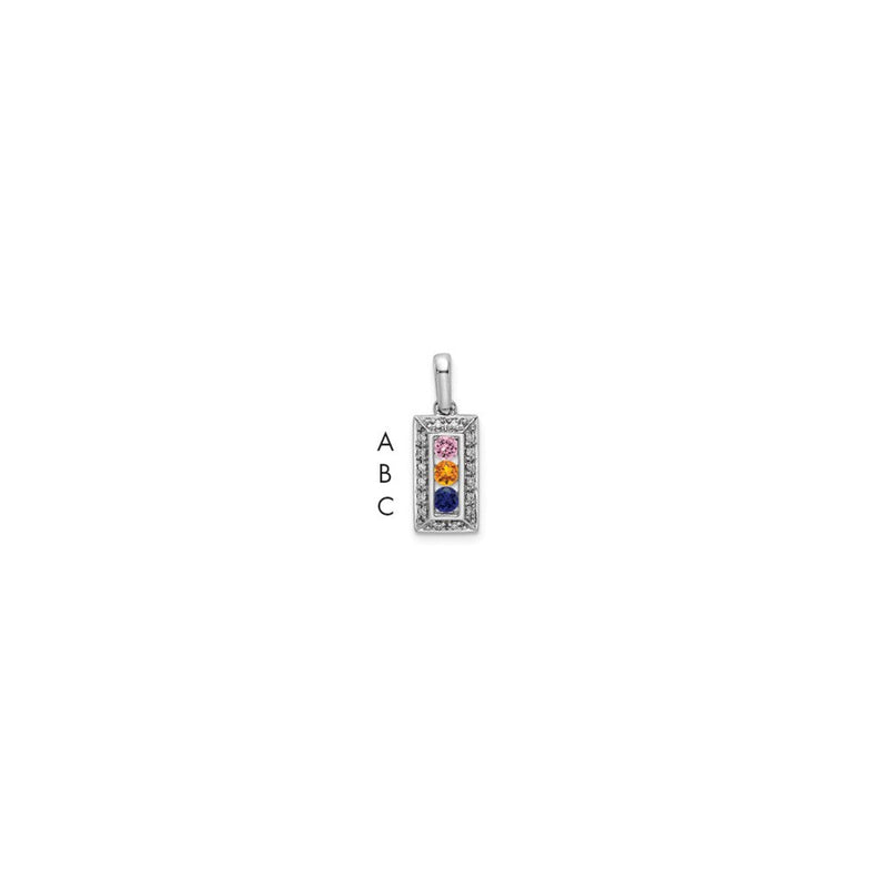 14K Weißgold Familie Schmuck Echt Stein & Diamant Set Anhänger