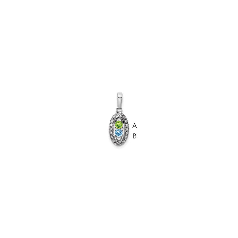 14K Weißgold Familie Schmuck Synthetisch Stein & Diamant Set Anhänger