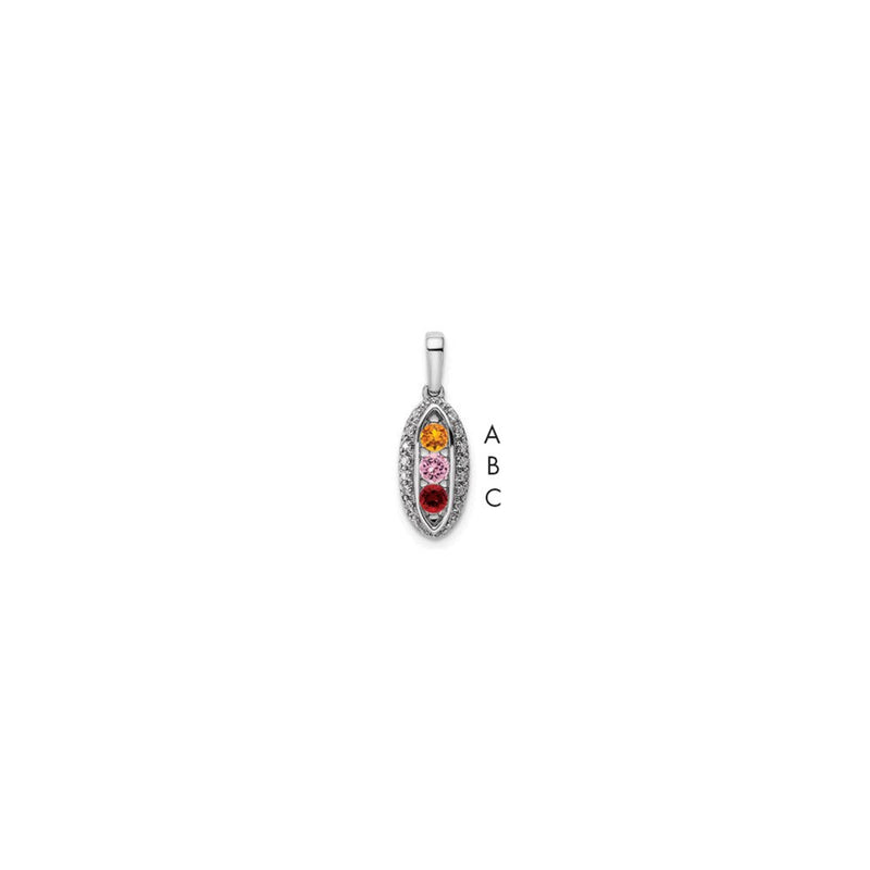 14K Weißgold Familie Schmuck Synthetisch Stein & Diamant Set Anhänger