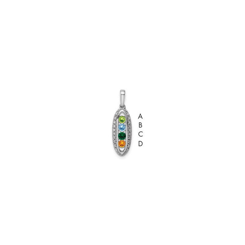 14K Weißgold Familie Schmuck Echt Stein & Diamant Set Anhänger