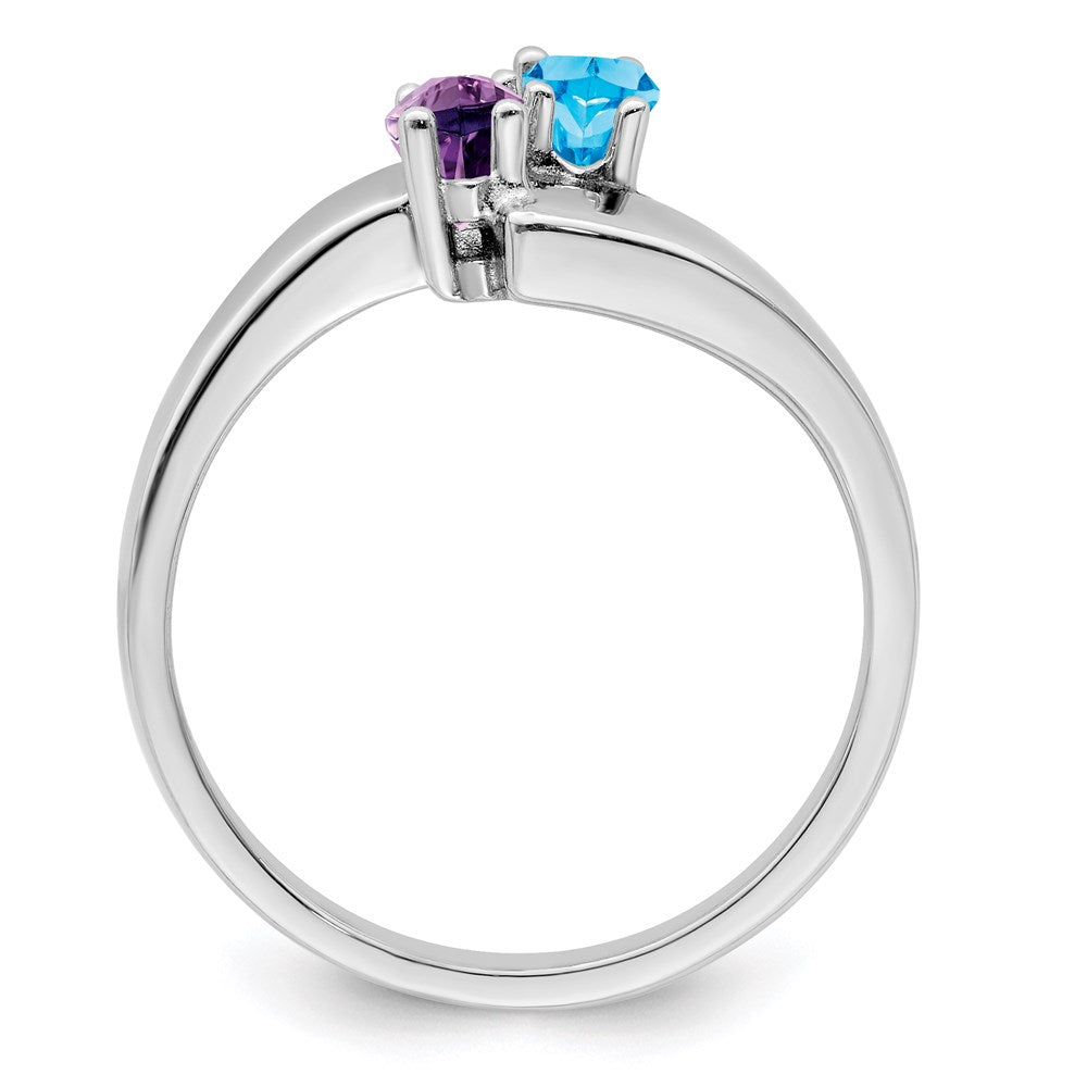 14K Weißgold Personalisiert 2 Name Synthetisch Stein Couple Ring