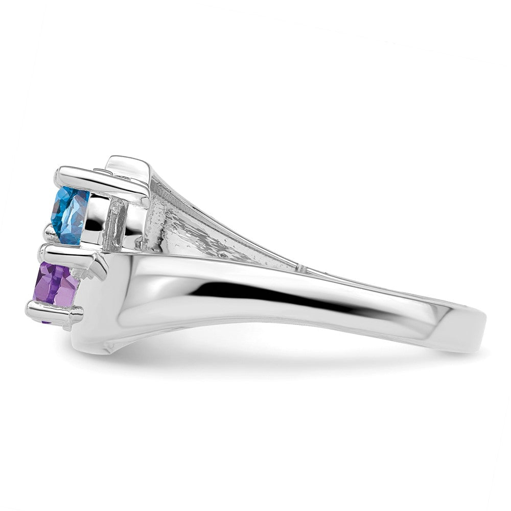 14K Weißgold Personalisiert 2 Name Synthetisch Stein Couple Ring