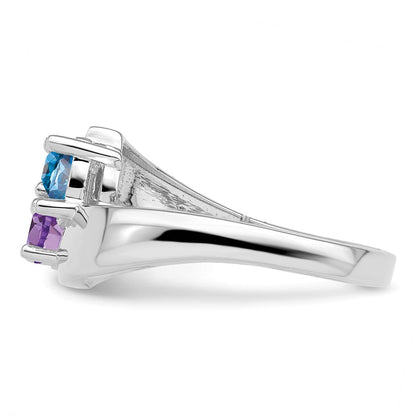 14K Weißgold Personalisiert 2 Name Synthetisch Stein Couple Ring