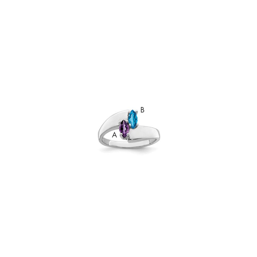 14K Weißgold Personalisiert 2 Name Synthetisch Stein Couple Ring
