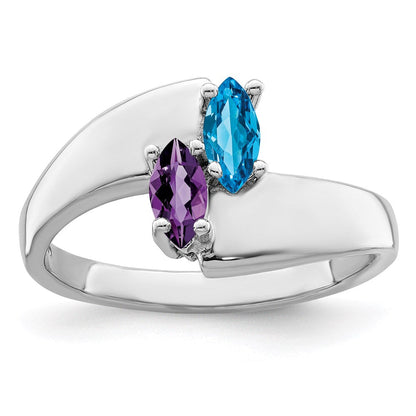 14K Weißgold Personalisiert 2 Name Synthetisch Stein Couple Ring