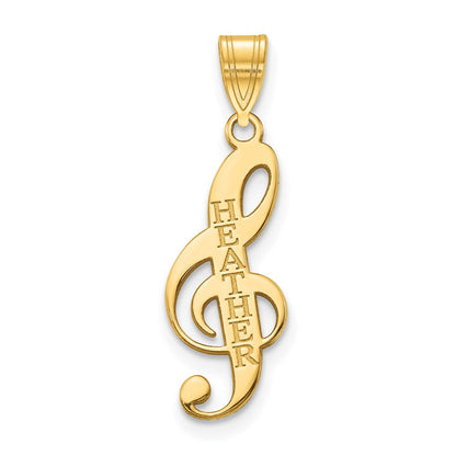 14K Gelbgold Personalisiert Musik Note Anhänger