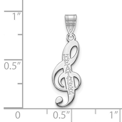 14K Weißgold Personalisiert Musik Note Anhänger