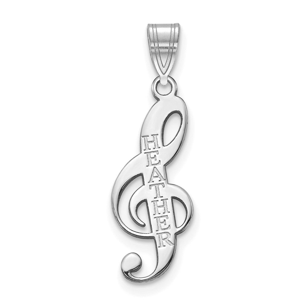 14K Weißgold Personalisiert Musik Note Anhänger