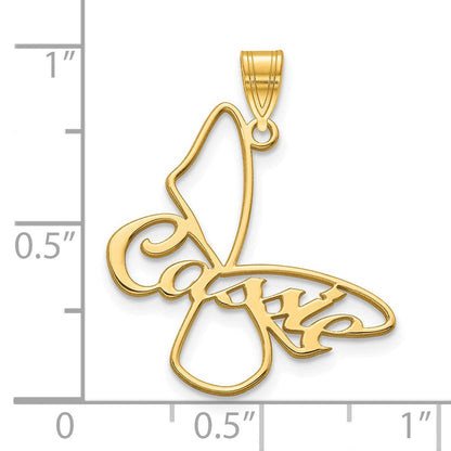 14K Gelbgold Klein Schmetterling mit Name Anhänger