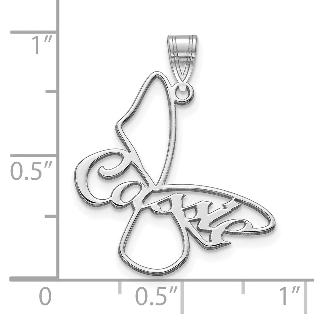 14K Weißgold Klein Schmetterling mit Name Anhänger