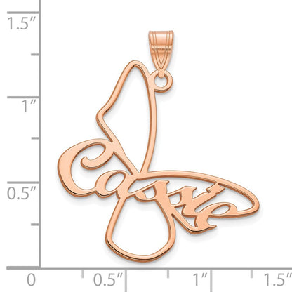 14K Roségold Groß Schmetterling mit Name Anhänger