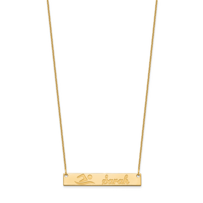 14K Gelbgold Mittel Customized Stab Halskette