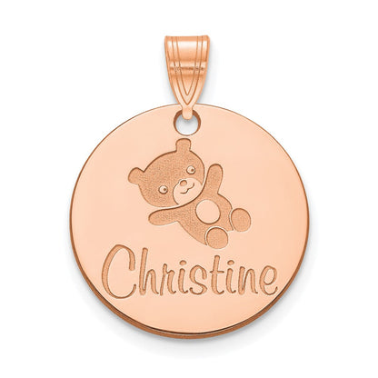 14K Roségold Klein Customized Rund Anhänger