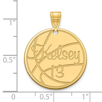 14K Gelbgold Mittel Customized Rund Anhänger
