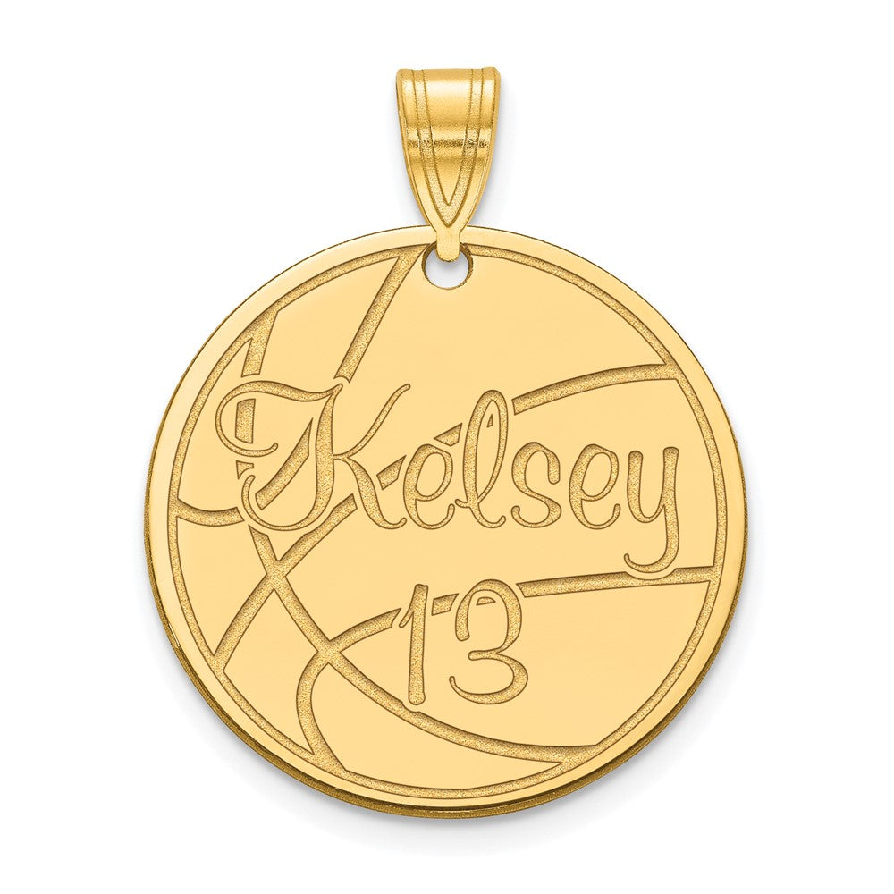 14K Gelbgold Mittel Customized Rund Anhänger