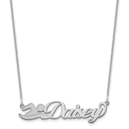 14K Weißgold Klein Customized Name Platte Halskette