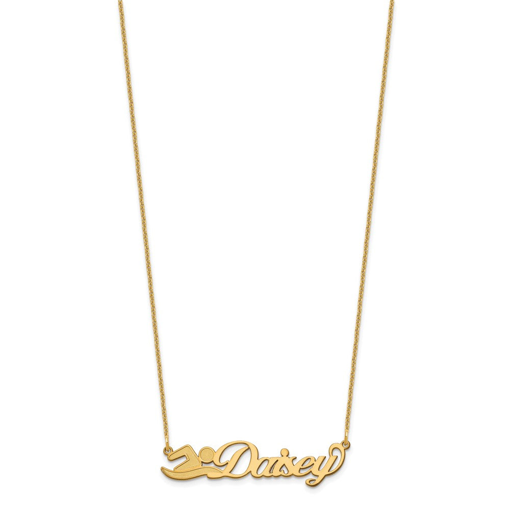14K Gelbgold Klein Customized Name Platte Halskette