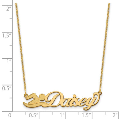14K Gelbgold Klein Customized Name Platte Halskette