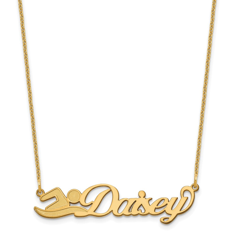 14K Gelbgold Klein Customized Name Platte Halskette