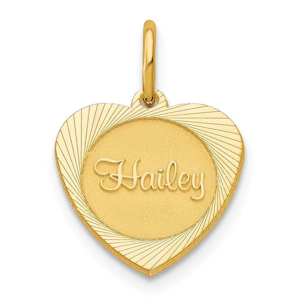 14K Gelbgold Klein Herz Plättchen Name Charm