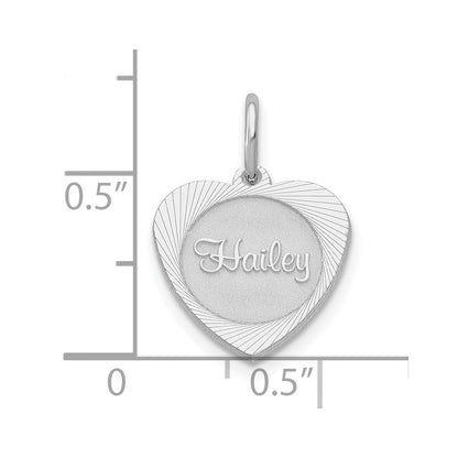 Sterlingsilber Silber/rhodiniert Klein Herz Plättchen Name Charm
