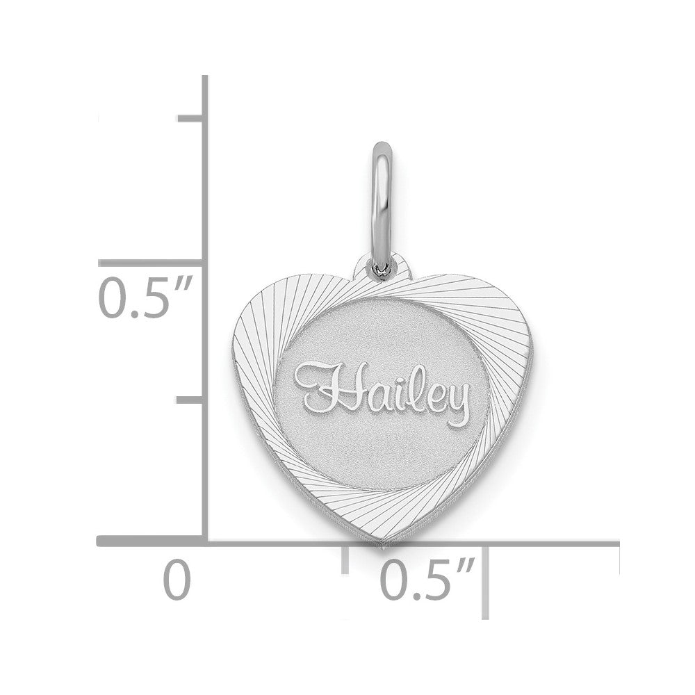 14K Weißgold Klein Herz Plättchen Name Charm