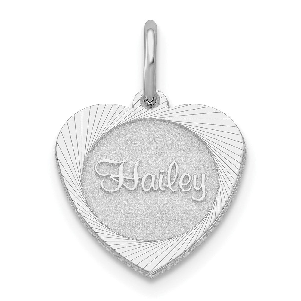 Sterlingsilber Silber/rhodiniert Klein Herz Plättchen Name Charm